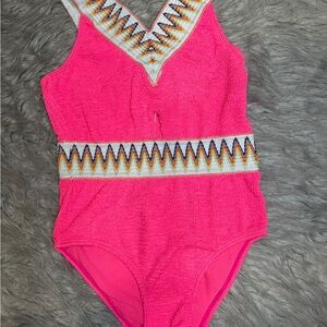 Vibrant Pink Kids One Piece Swimsuit